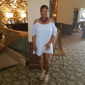 Baby Blue, Blk and White cold shoulder dress. Specify Color when ordering 😊